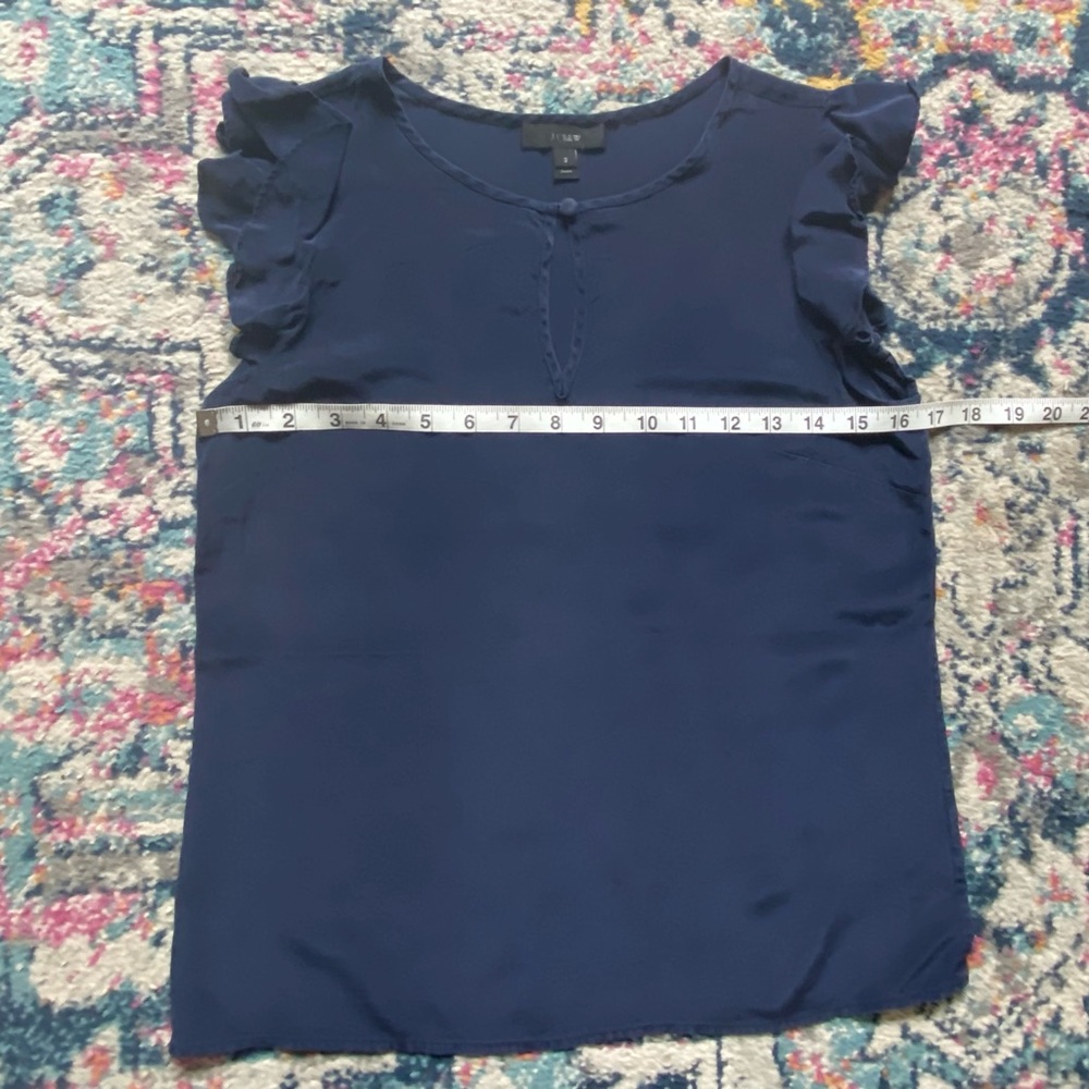 ✝️ J.Crew | Navy Blue Silk Top - Picture 5 of 7